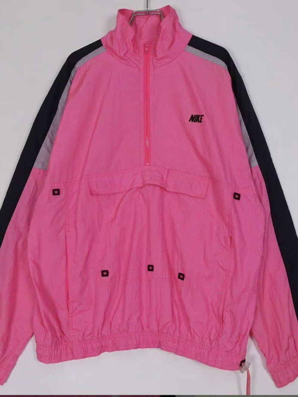 Vintage 90s Nike NEON Pink pullover windbreaker, Sz L